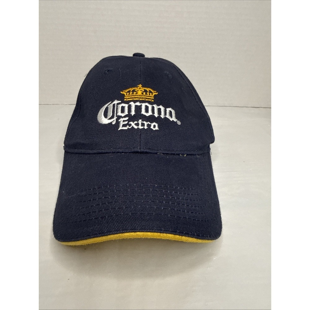 Corona Extra Hat Cap Strap Back Mens Navy Yellow Baseball Beer Promo Logo
